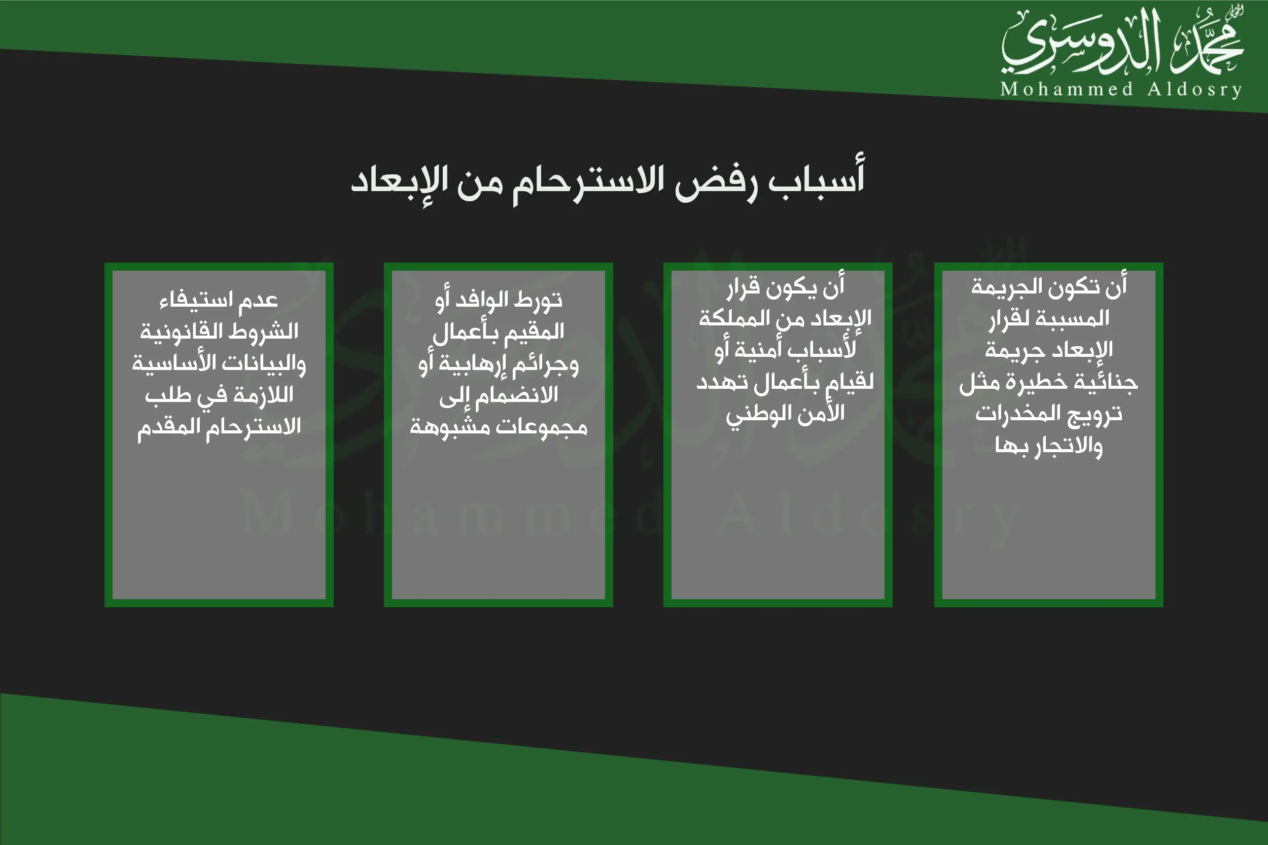 أسباب رفض الاسترحام من الإبعاد