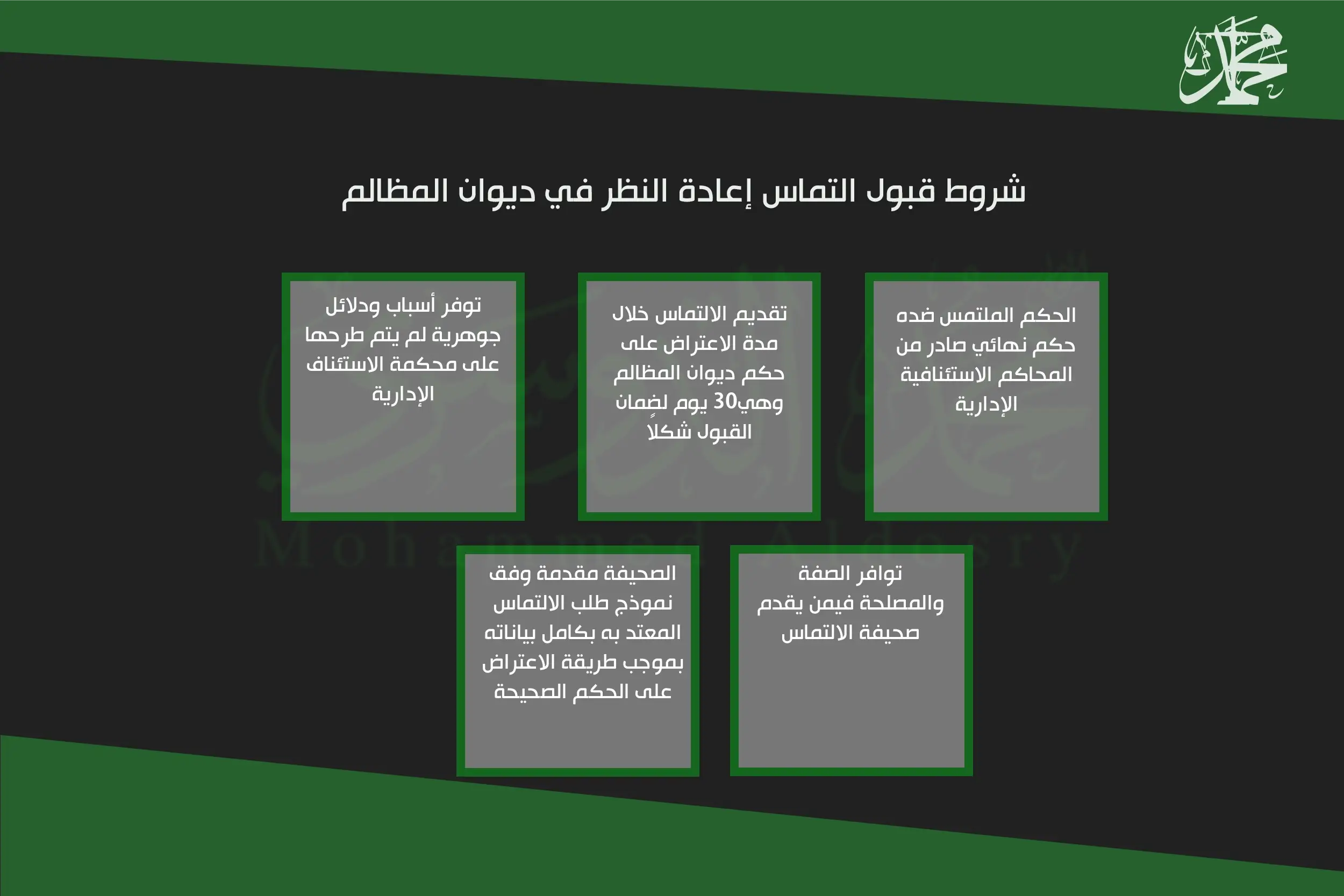 شروط قبول التماس إعادة النظر في ديوان المظالم