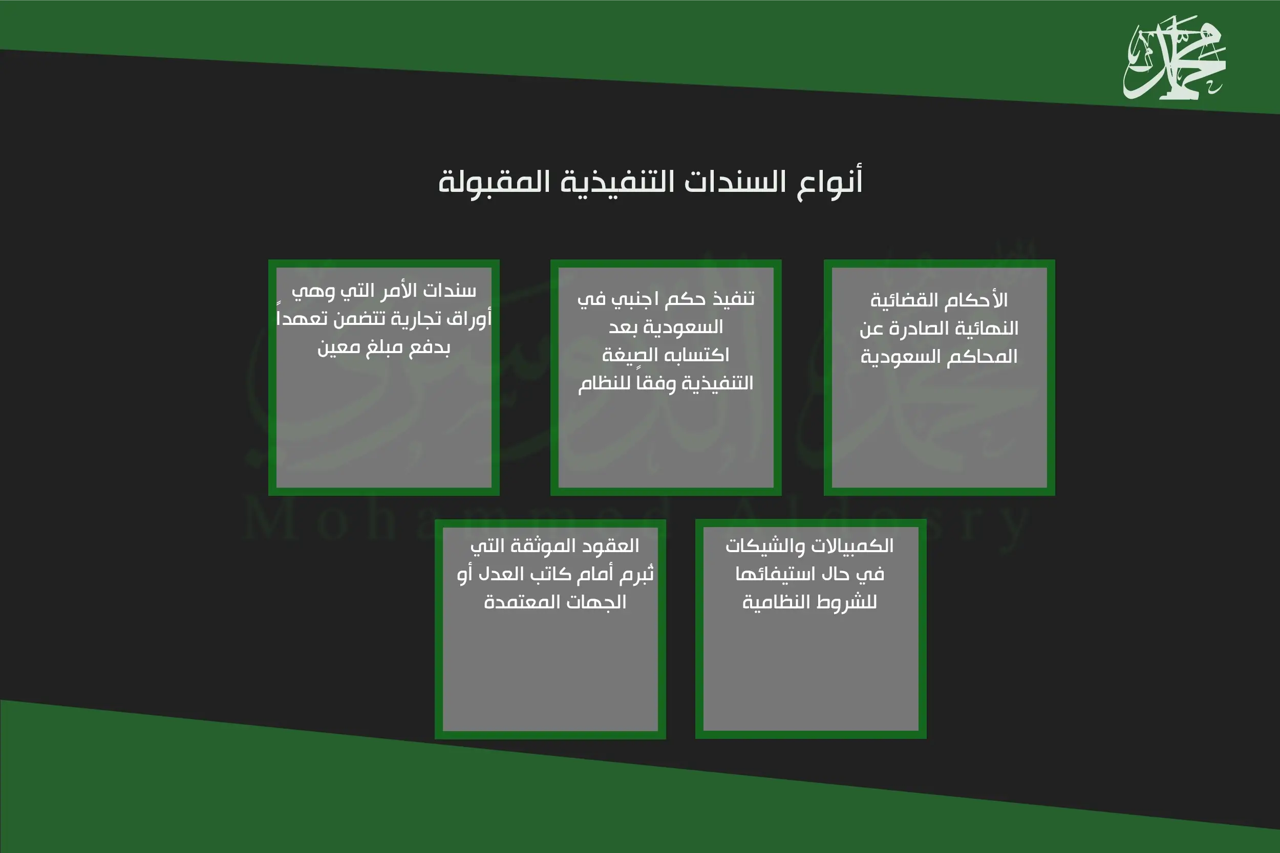 أنواع السندات التنفيذية المقبولة