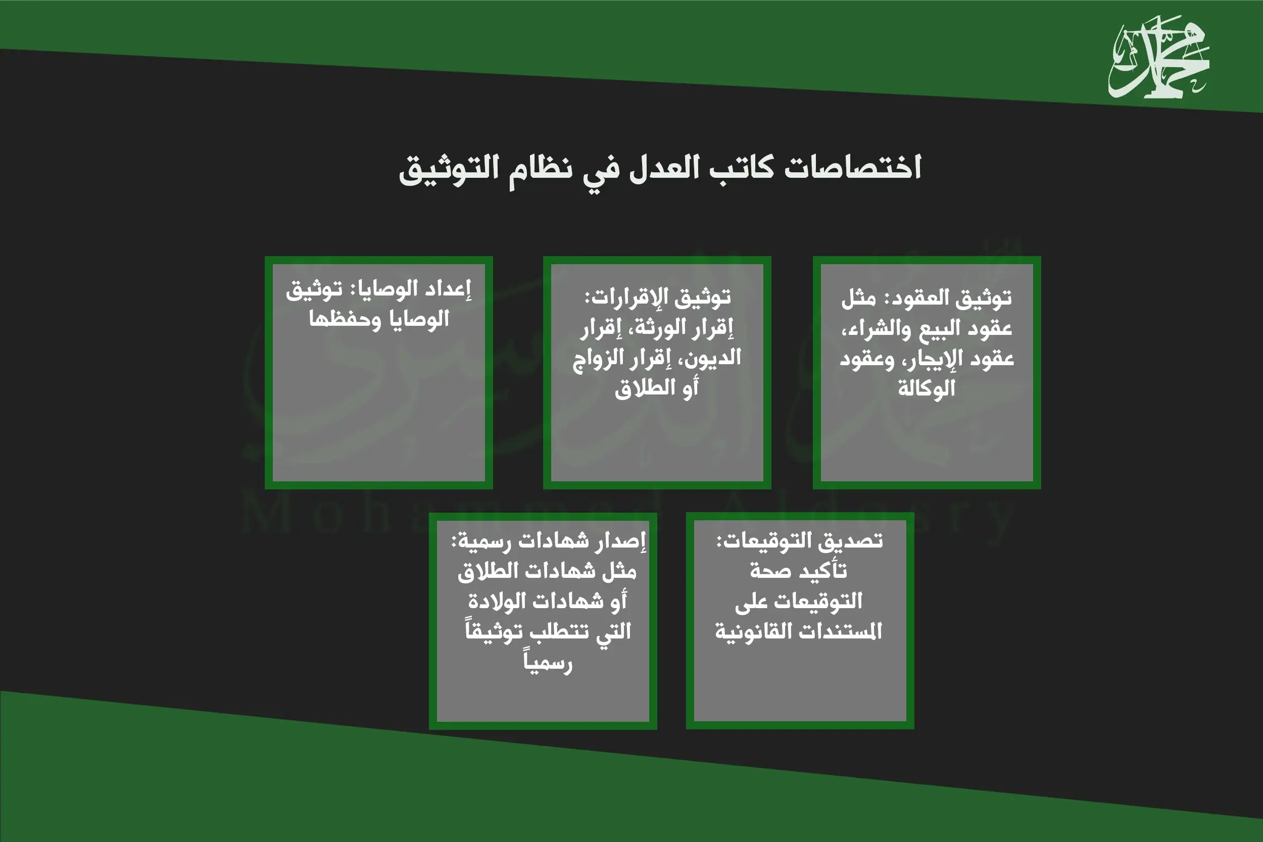 اختصاصات كاتب العدل في نظام التوثيق