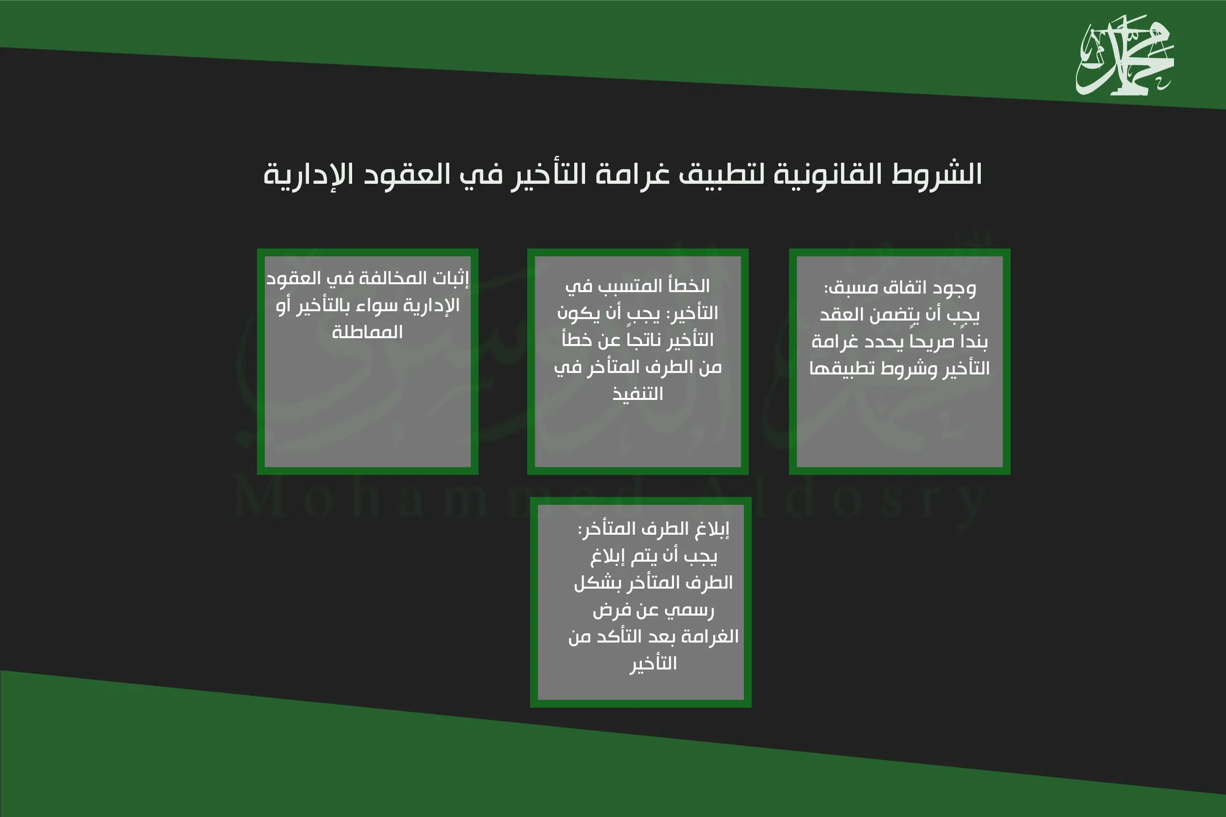 الشروط القانونية لتطبيق غرامة التأخير في العقود الإدارية