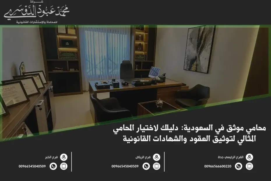 محامي موثق في السعودية - خدمات المحامي الموثق في توثيق العقود والمعاملات القانونية وفق الأنظمة السعودية.
